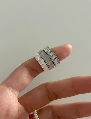 Surgical Steel Piece Bold Cubic Sanded Starlight Fashion Ring
