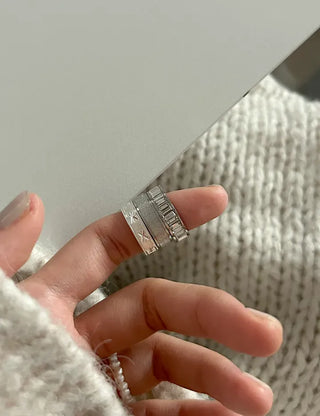 Surgical Steel Piece Bold Cubic Sanded Starlight Fashion Ring