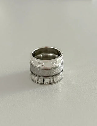 Surgical Steel Piece Bold Cubic Sanded Starlight Fashion Ring