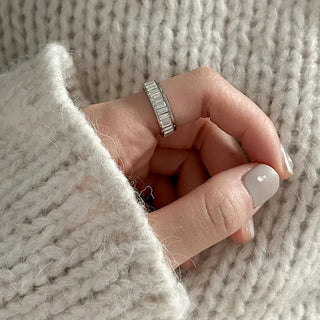 Surgical Steel Piece Bold Cubic Sanded Starlight Fashion Ring