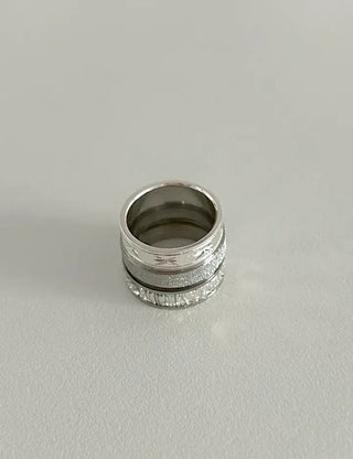 Surgical Steel Piece Bold Cubic Sanded Starlight Fashion Ring