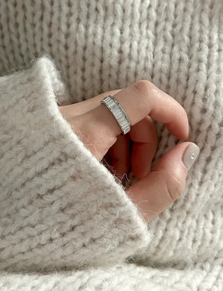 Surgical Steel Piece Bold Cubic Sanded Starlight Fashion Ring