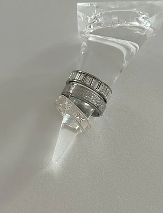 Surgical Steel Piece Bold Cubic Sanded Starlight Fashion Ring