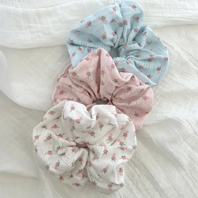 3 Types of Flower Scrunchies, Made in Korea, Super Strong Elastic Bands