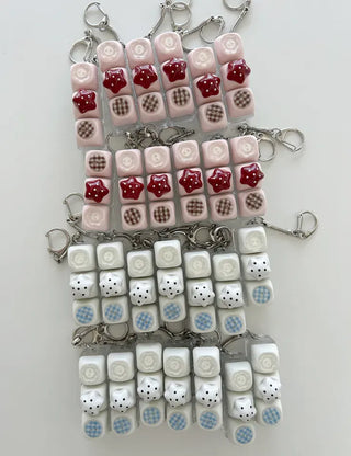 Dot button keycap keyring bag bag charm key holder