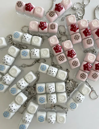 Dot button keycap keyring bag bag charm key holder