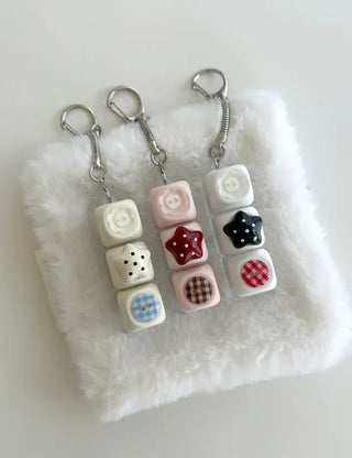 Dot button keycap keyring bag bag charm key holder