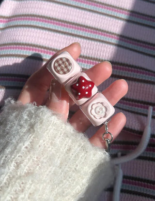Dot button keycap keyring bag bag charm key holder