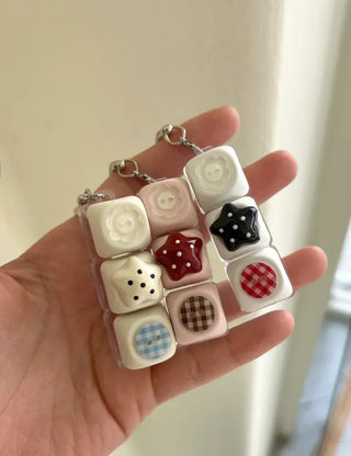 Dot button keycap keyring bag bag charm key holder
