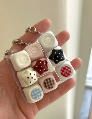 Dot button keycap keyring bag bag charm key holder