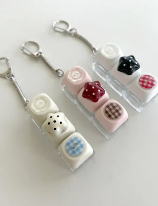 Dot button keycap keyring bag bag charm key holder