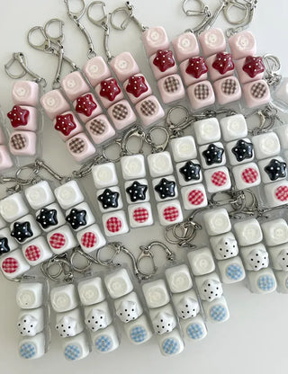 Dot button keycap keyring bag bag charm key holder