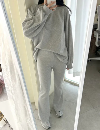 Slim bootcut track pants long elastic waist pants