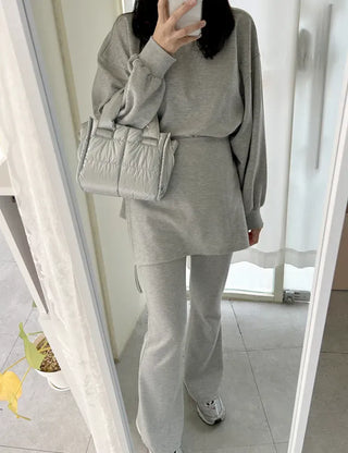 Slim bootcut track pants long elastic waist pants