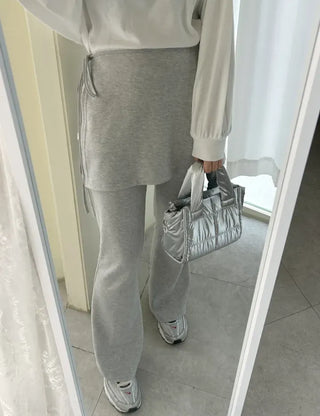 Slim bootcut track pants long elastic waist pants