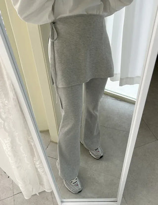 Slim bootcut track pants long elastic waist pants