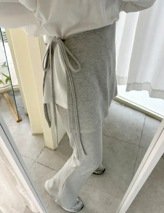 Slim bootcut track pants long elastic waist pants