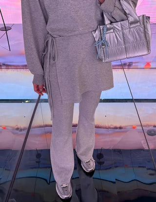 Slim bootcut track pants long elastic waist pants