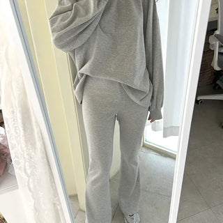 Slim bootcut track pants long elastic waist pants