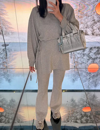 Slim bootcut track pants long elastic waist pants