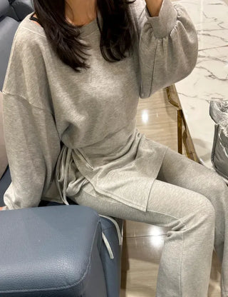 Slim bootcut track pants long elastic waist pants