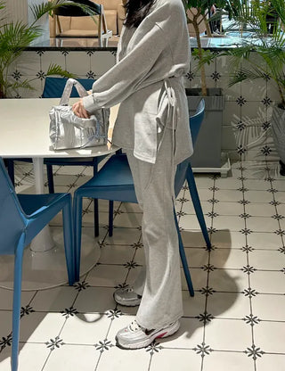 Slim bootcut track pants long elastic waist pants