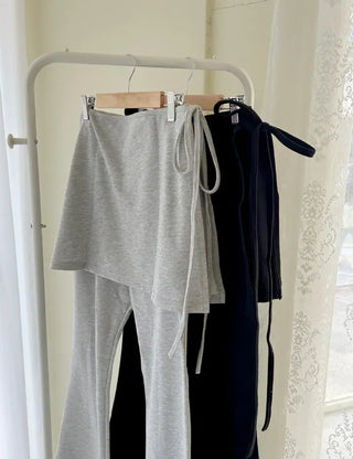 Slim bootcut track pants long elastic waist pants