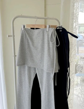 Slim bootcut track pants long elastic waist pants