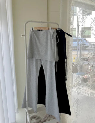 Slim bootcut track pants long elastic waist pants