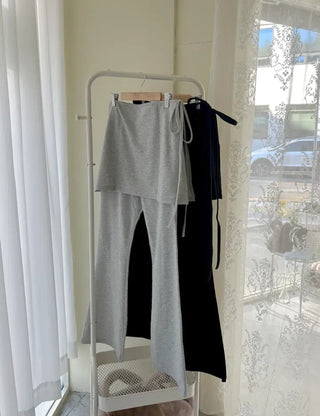 Slim bootcut track pants long elastic waist pants
