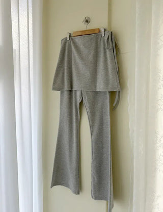 Slim bootcut track pants long elastic waist pants