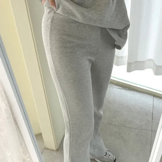 Slim bootcut track pants long elastic waist pants