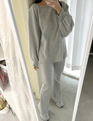 Slim bootcut track pants long elastic waist pants