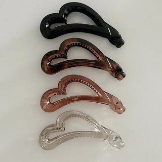 Heart transparent mini hair clip banana pin