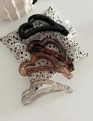 Heart transparent mini hair clip banana pin