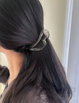 Heart transparent mini hair clip banana pin