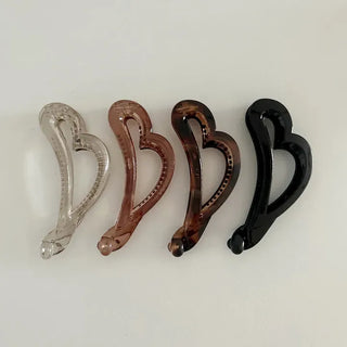 Heart transparent mini hair clip banana pin