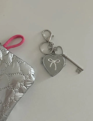 Key pendant heart mirror keyring keychain bag charm