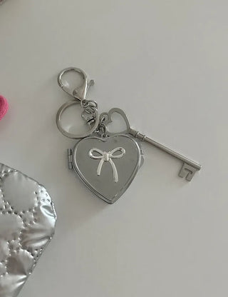 Key pendant heart mirror keyring keychain bag charm