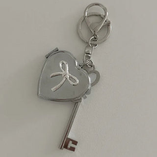 Key pendant heart mirror keyring keychain bag charm