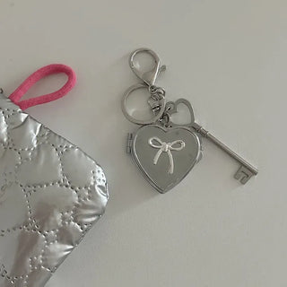 Key pendant heart mirror keyring keychain bag charm
