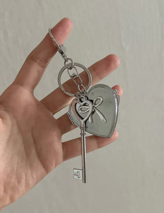 Key pendant heart mirror keyring keychain bag charm