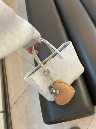 Gold Four-Leaf Clover Heart Keyring Bag Charm