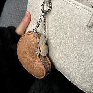 Gold Four-Leaf Clover Heart Keyring Bag Charm