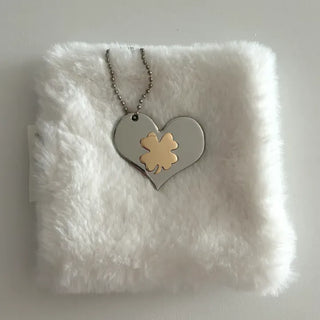Gold Four-Leaf Clover Heart Keyring Bag Charm