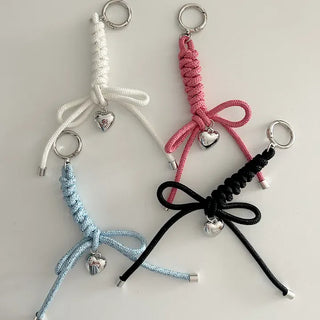 Glitter rope ribbon knot heart bag keyring bag charm