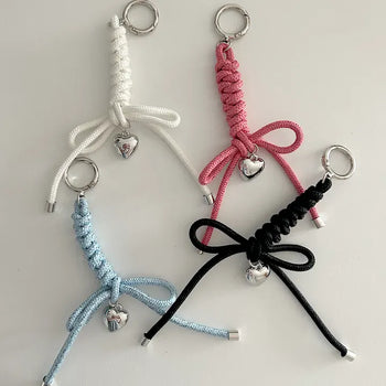 Glitter rope ribbon knot heart bag keyring bag charm