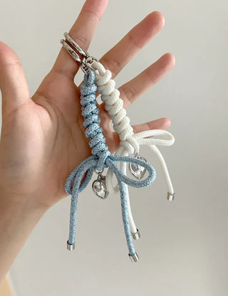 Glitter rope ribbon knot heart bag keyring bag charm