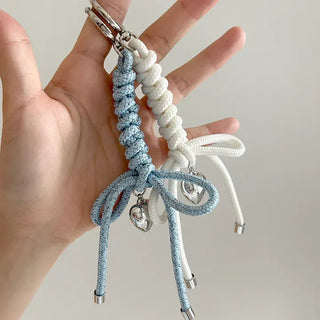 Glitter rope ribbon knot heart bag keyring bag charm