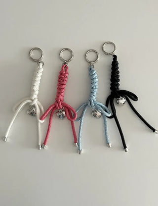 Glitter rope ribbon knot heart bag keyring bag charm